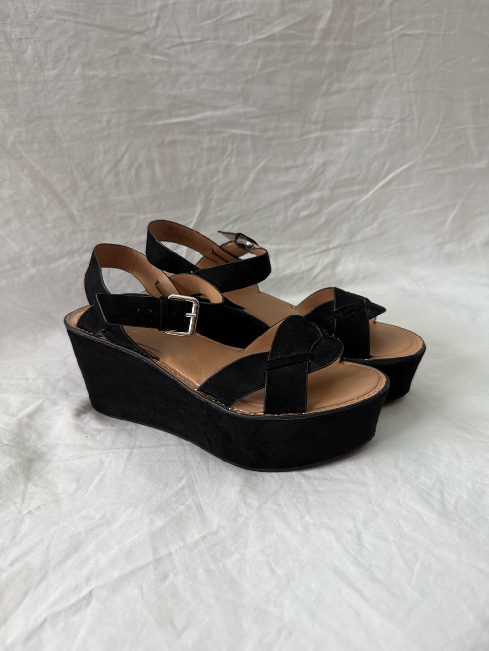 Franco Sarto Black Platform Wedge Sandals